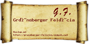 Grünsberger Felícia névjegykártya